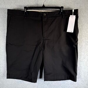 Lacoste Gabardine Shorts Mens 42 Black Slim Fit Stretch Slash Pockets 11" Inseam